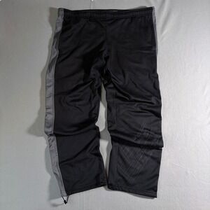 Nike Therma-FIT Mens Black Gray Stripe Fleece Lined Track Pants Large L